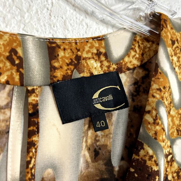 Just Cavalli Womens Dress EU Size 40 US Size Small Animal Print Black Gold Brown - Picture 9 of 11